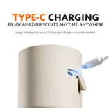 Xiaomi smart scent diffuser with a Type-C charging cable plugged in