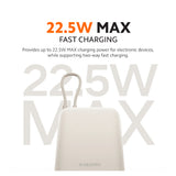 Light tan power bank top with built-in cable and charging button
