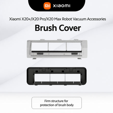 Main brush cover with clear top panel and black base