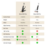 Infographic comparing two wet and dry stick vacuum cleaners with floor brush heads.