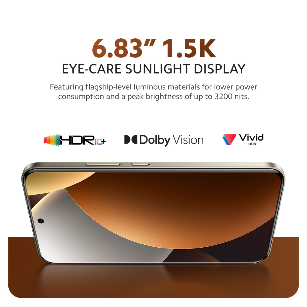 Smartphone front display with 6.83-inch eye-care sunlight graphic