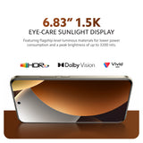 Smartphone front display with 6.83-inch eye-care sunlight graphic