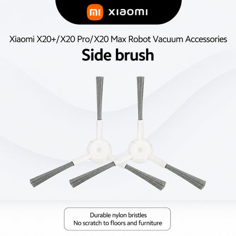 Two side brushes with white holders and gray nylon bristles