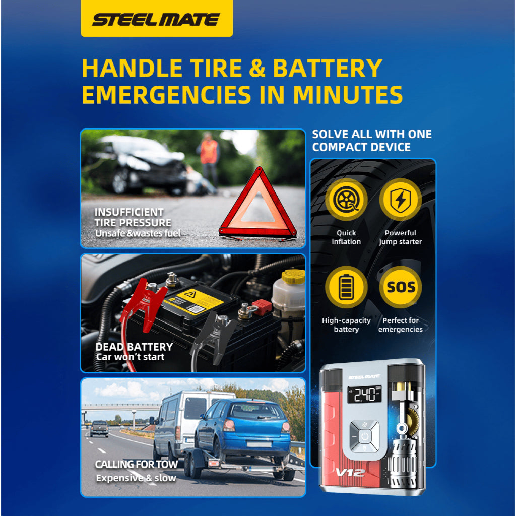 Steelmate V12 Pro Tire Inflator and Jump Starter