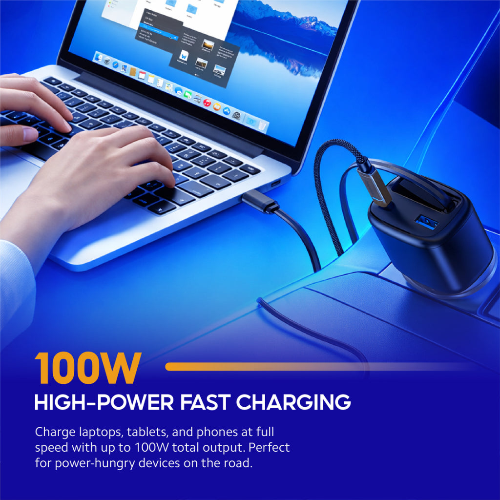 VINKO KV-1 100W Car Charger with Built-in USB-C Cable