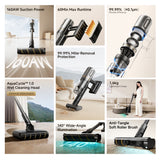 Cordless stick vacuum with brush head and compact crevice attachment