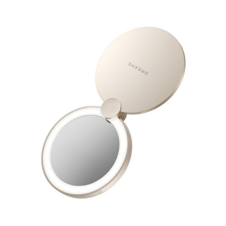 White foldable mirror attachment with round reflective mirror