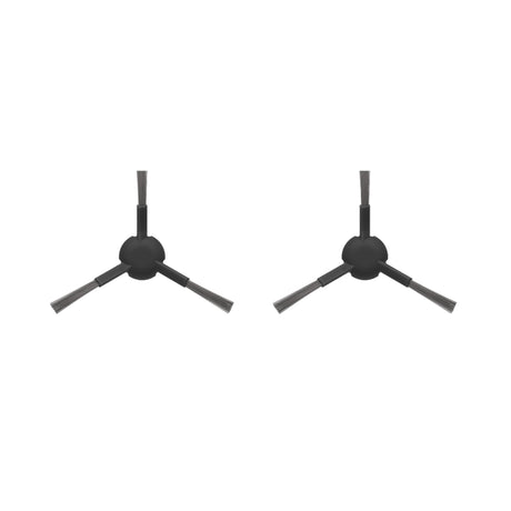 Pair of black robot vacuum side brushes with gray bristles