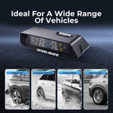 Solar TPMS display monitor with top mounting slot and large digital readout, black housing