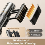 Cordless stick vacuum with detachable dust bin and brush attachment