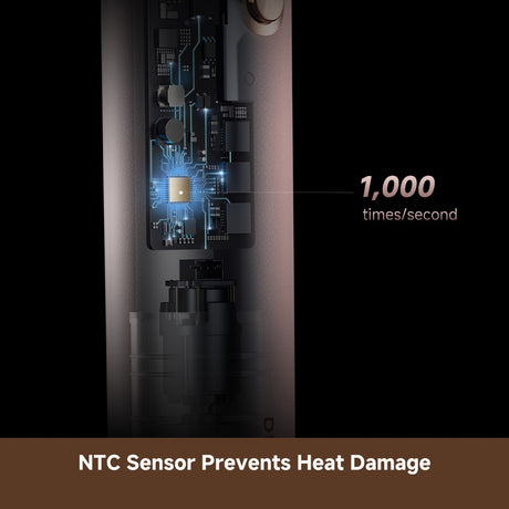 Hair styler internal cutaway showing sensor components and airflow/heating system