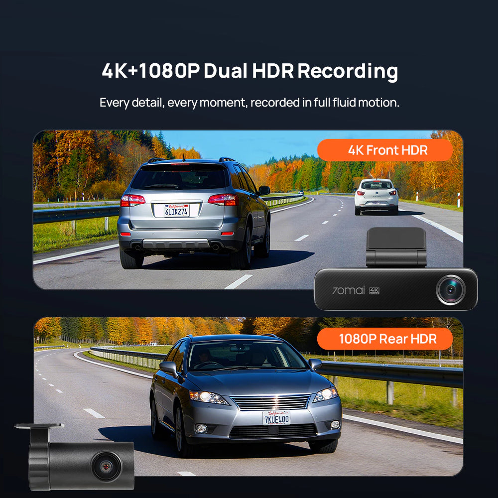 70mai M800 4K Front and Rear Dash Cam
