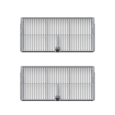 Robot vacuum dust box filter with two rectangular pleated filter panels