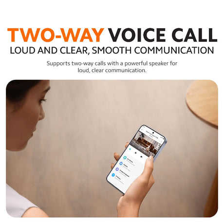 Indoor smart camera feature card for two-way voice calls through a smartphone
