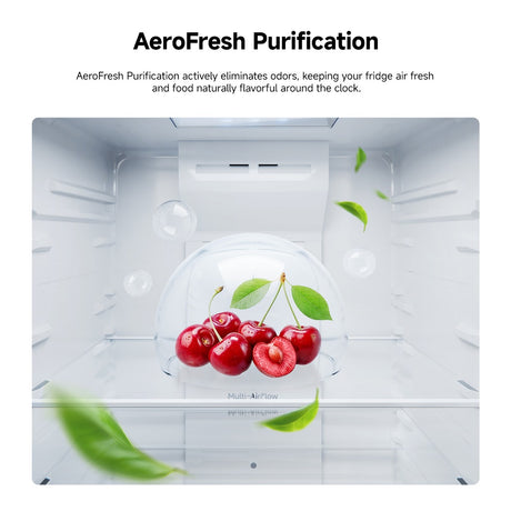 Dreame two-door refrigerator with AeroFresh purification over produce area