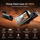 70mai T800 3-Channel 4K Dash Cam