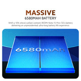 Smartphone 6580mAh battery graphic with blue grid cells