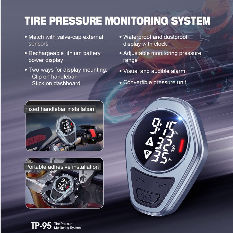 Steelmate TP-95 Motorcycle Tyre Pressure Monitor (TPMS)