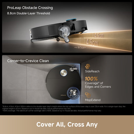 Circular robot vacuum for edge cleaning with front brush guards and compact dock station