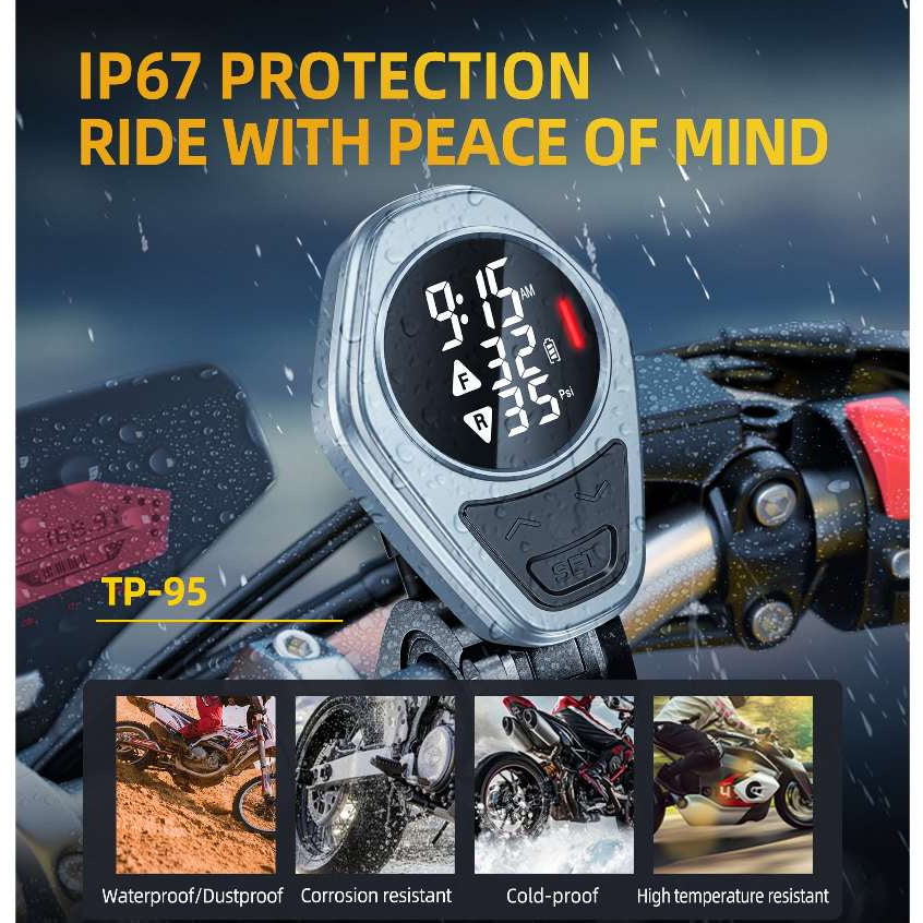 Steelmate TP-95 Motorcycle Tyre Pressure Monitor (TPMS)