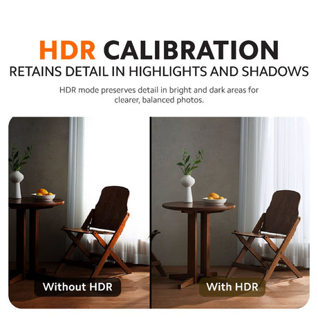 Smart camera HDR calibration comparison: detail in highlights and shadows