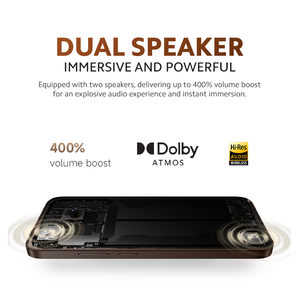 Smartphone with dual-speaker audio graphic and internal speaker view