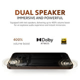 Smartphone with dual-speaker audio graphic and internal speaker view
