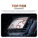 Smartphone performance graphic with Snapdragon 7s Gen 4 chip illustration