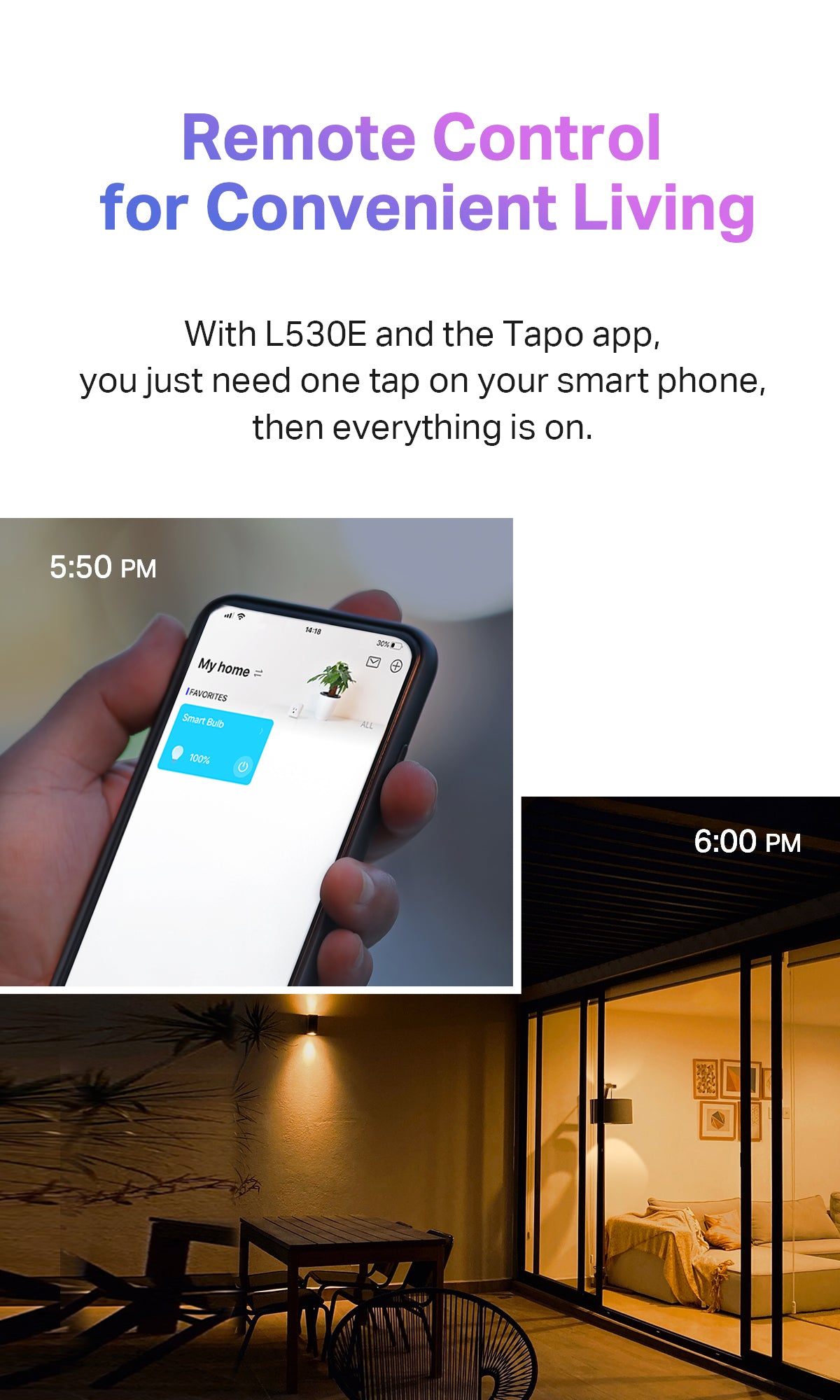 [Built to last/RGBIC】TP-Link Smart Light Bulb Tapo L530E L510E, L520E, control with app, schedule, automation