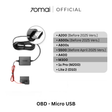 OBD-II hardwire kit with black power module, cable, and Micro-USB connector