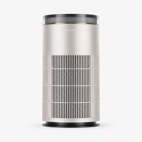 Dreame TP20 air purifier with vertical grille and dark top, cylindrical tower design