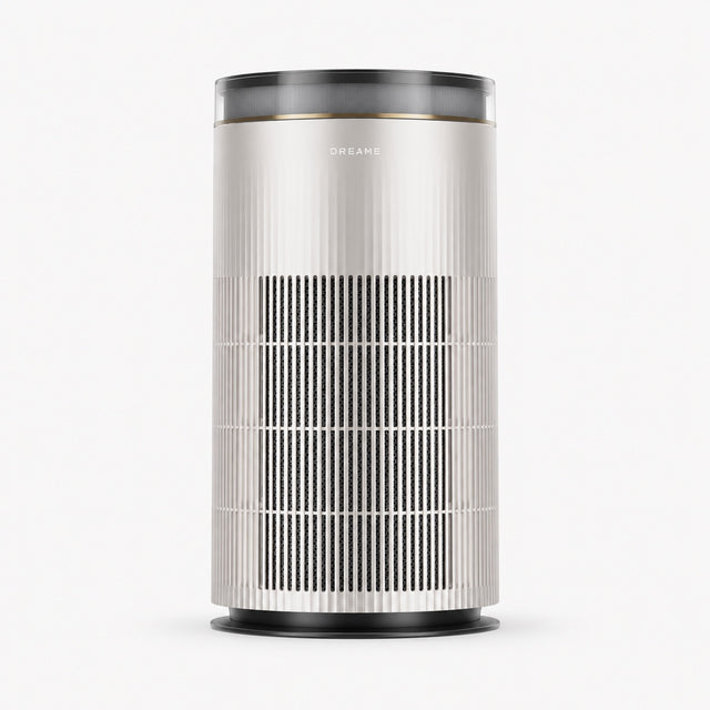 Dreame TP20 air purifier with vertical grille and dark top, cylindrical tower design