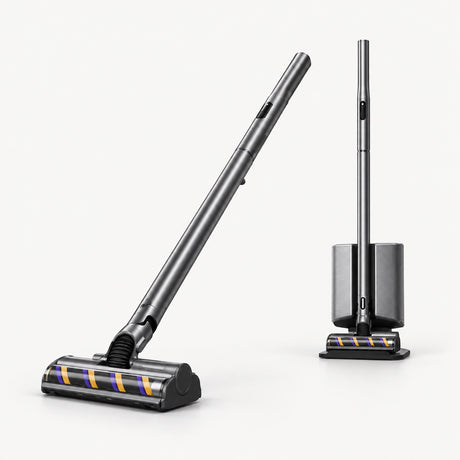Cordless stick vacuum with floor brush and removable charging base