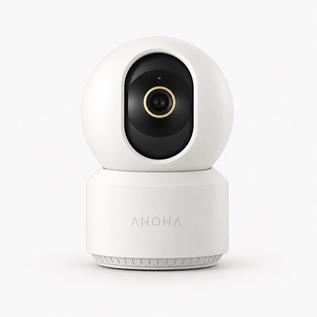 Indoor security camera with white dome and black lens module