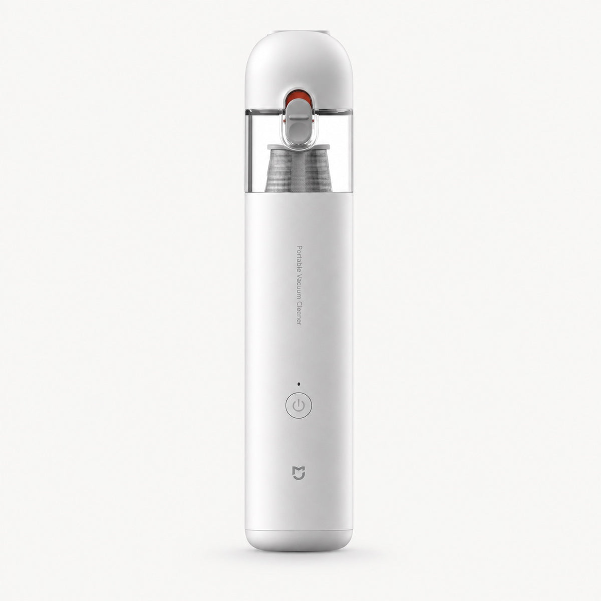 Xiaomi Mijia mini vacuum cleaner, white handheld device with power button and indicator.