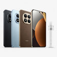 Smartphones lineup with quad rear cameras, front displays visible in multiple colors
