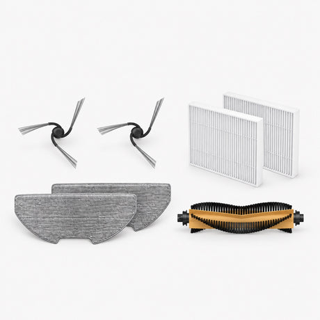 Robot vacuum accessory set with mop pads, side brushes, main brush, and filter