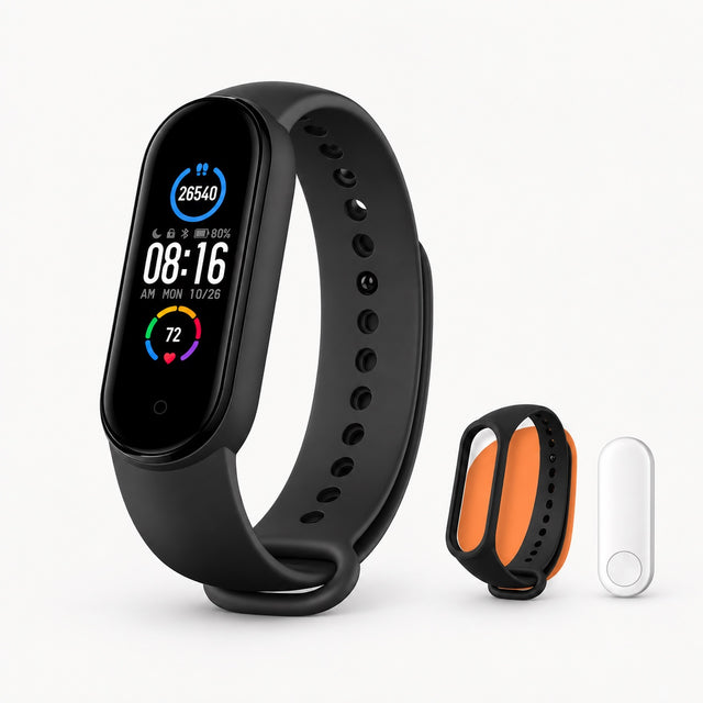 Xiaomi Mi Band 5 smart band with black silicone strap and fitness display
