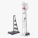 Vacuum cleaner stand for cordless stick vacuums, white frame with black floor base