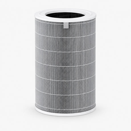 Pleated cylindrical air purifier filter, gray with white rim