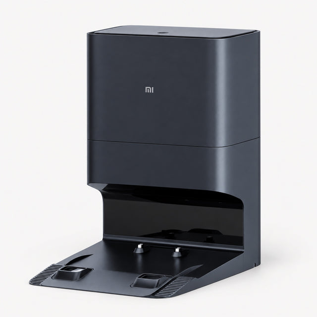 Black automatic dust collector docking station with open dust bin