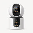 Dual security smart camera with white housing and two lens modules
