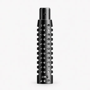 Black deodorant stick with perforated sides and capped top