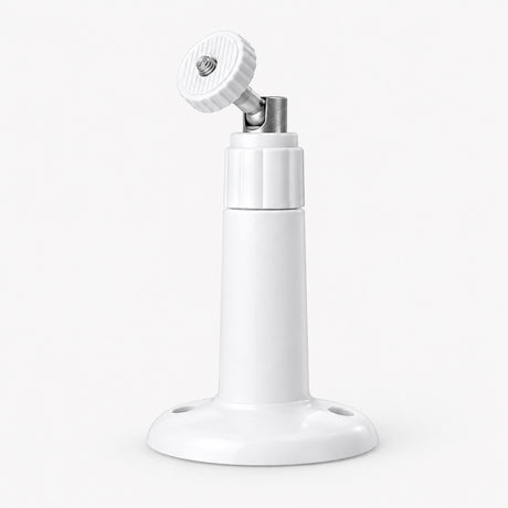 White CCTV PTZ camera mount base with adjustable joint and mounting screw