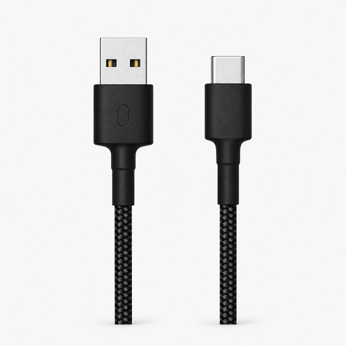 Black braided USB Type-C charging cable with USB-A connector ends