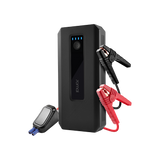 Black 70mai jump starter unit with blue LED screen and red/black battery clamps