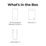 Xiaomi Mi Power Bank 3 box contents: power bank, manual, USB cable