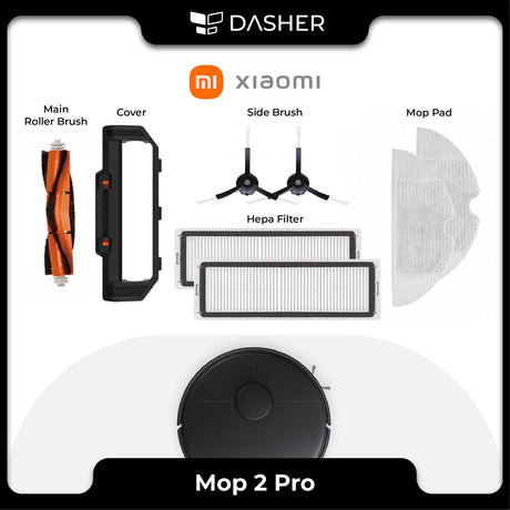 Robot vacuum mop accessory set with mop pad, side brushes, HEPA filter, and waterproof mat