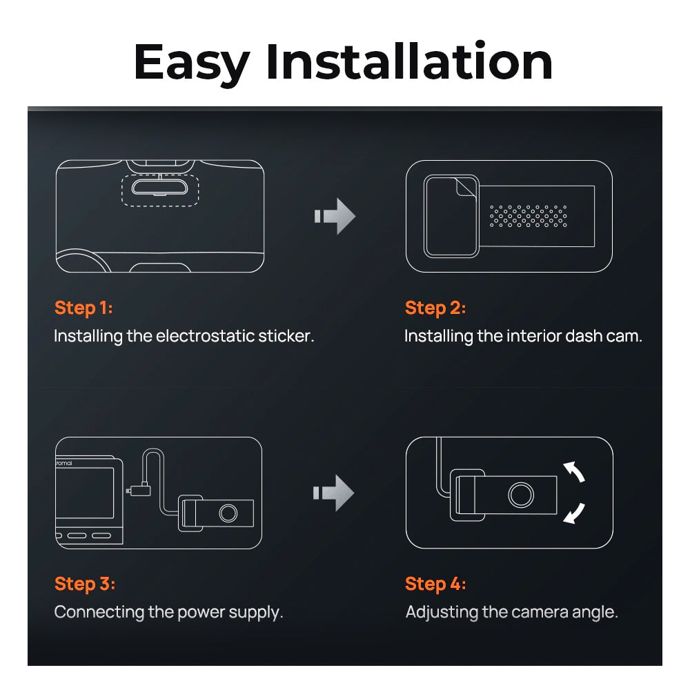 70mai A200 / A500s + FC02 Front and Interior Dash Cam Set