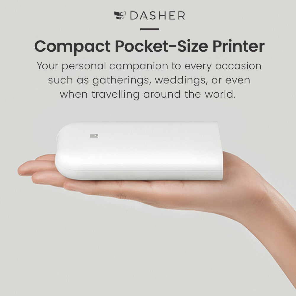 White compact pocket-size photo printer